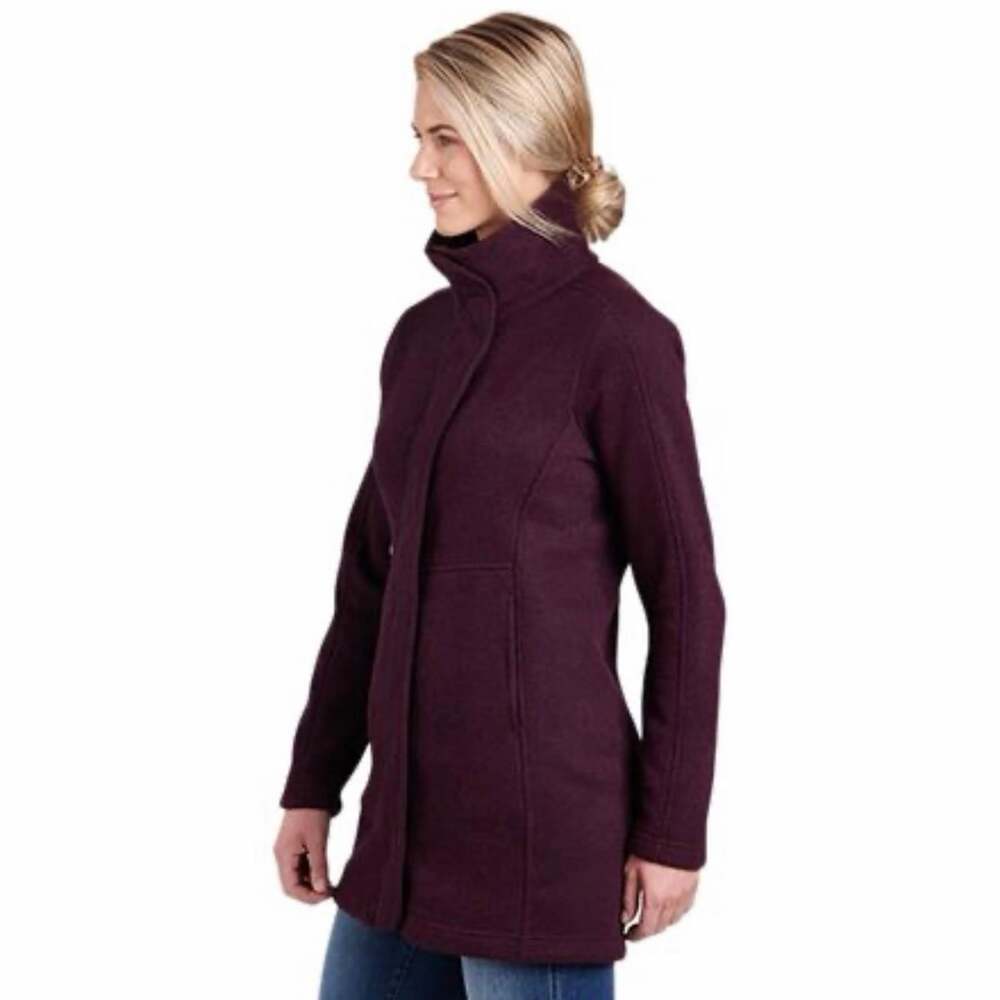 Kuhl Highland Longline Collared Zip Sweater Jacket Fleece Maroon Women’s Size S